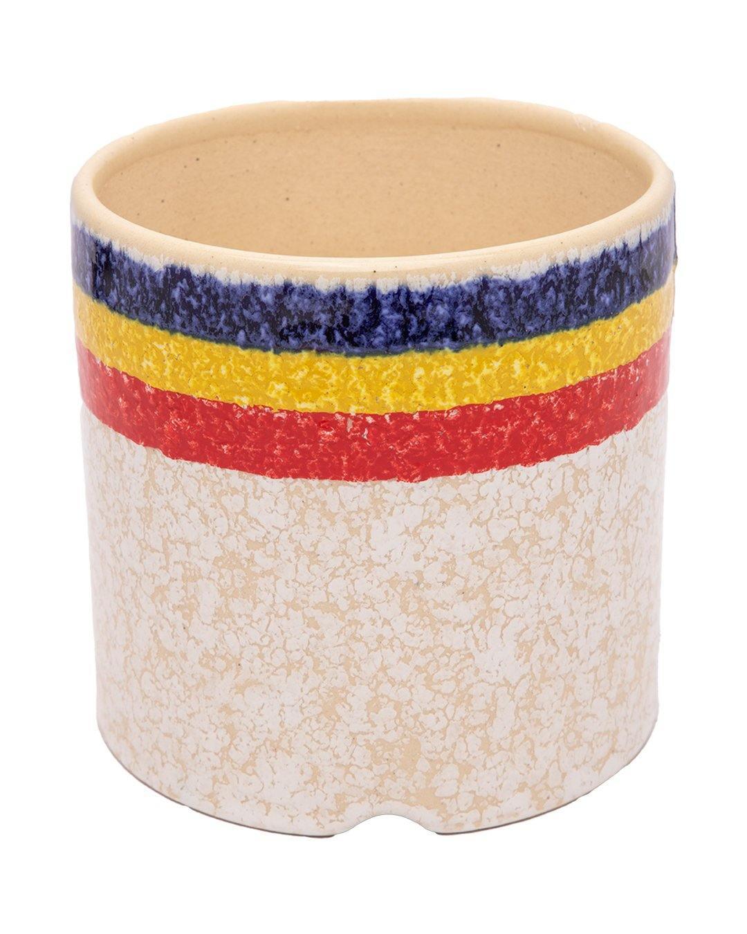 Planter, Three Stripe Design, Multicolour, Ceramic - MARKET 99