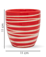 Planter, Zig Zag Design, Red, Ceramic - MARKET 99