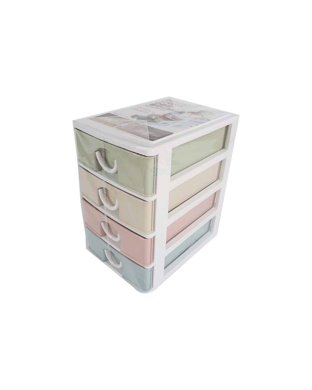 Plastic Color Coated Mini Storage Drawers, Free Standing, 3 Layers