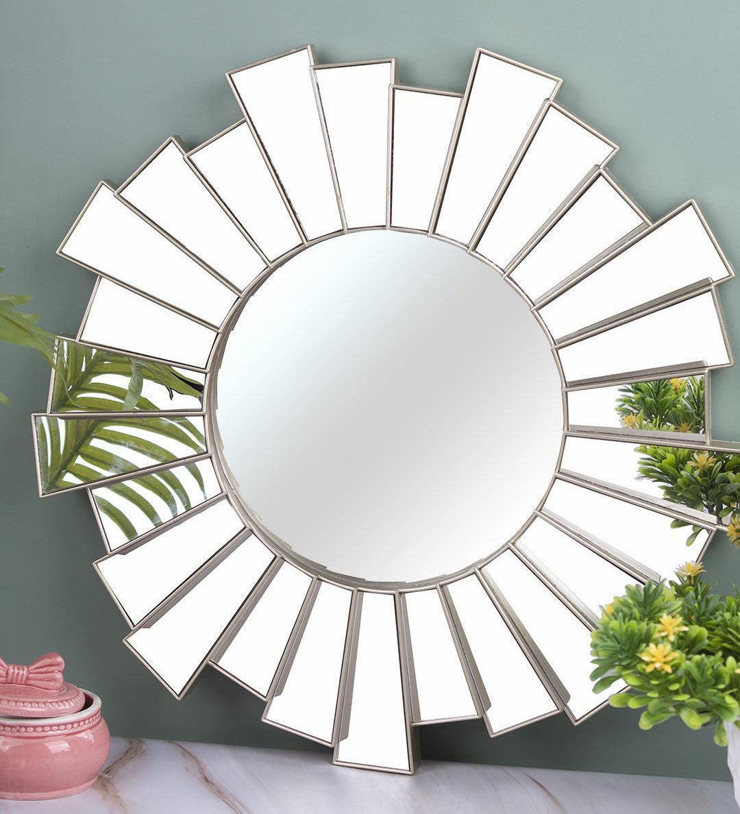 Plastic Golden Round Wall Mirror - MARKET 99