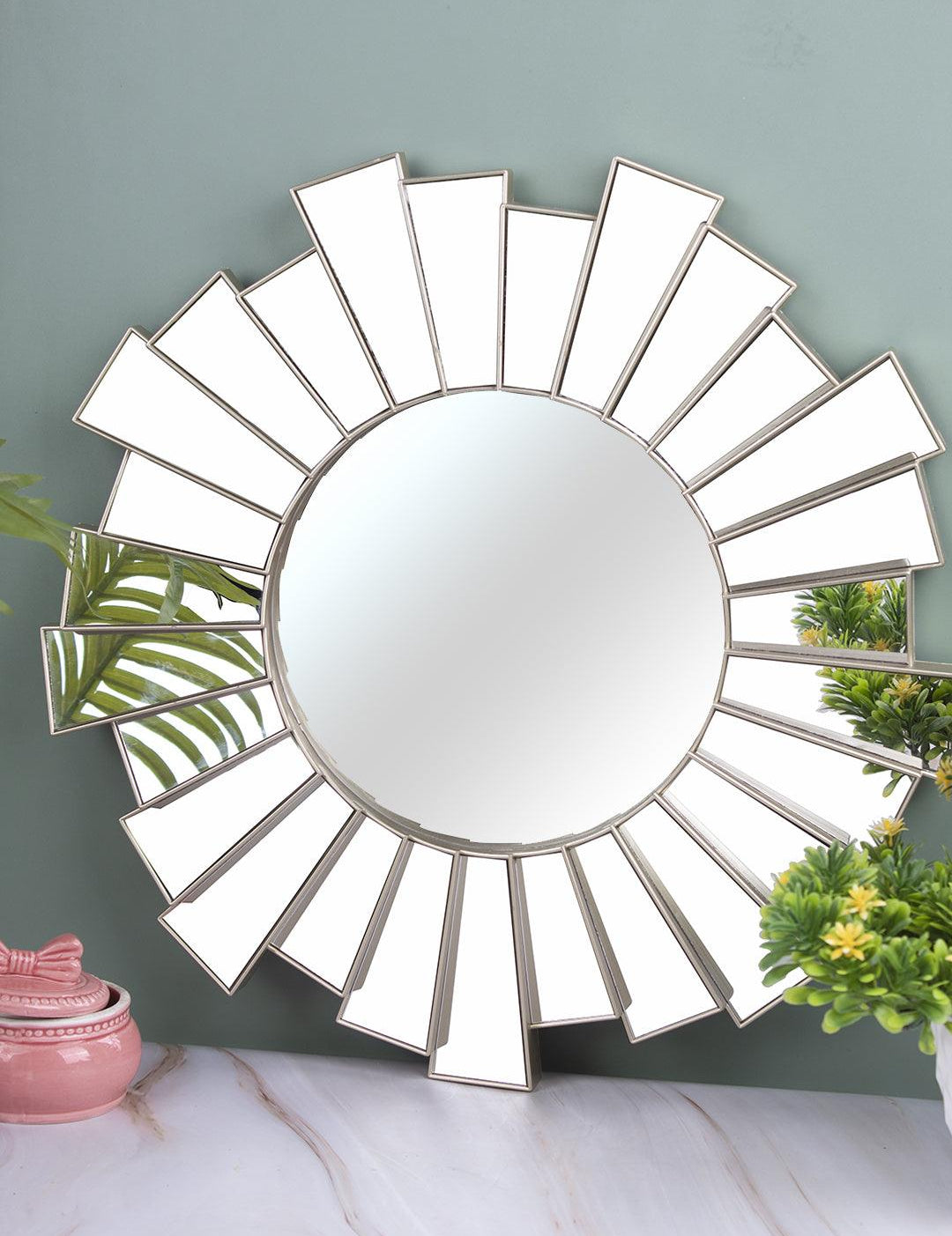 Plastic Golden Round Wall Mirror - MARKET 99