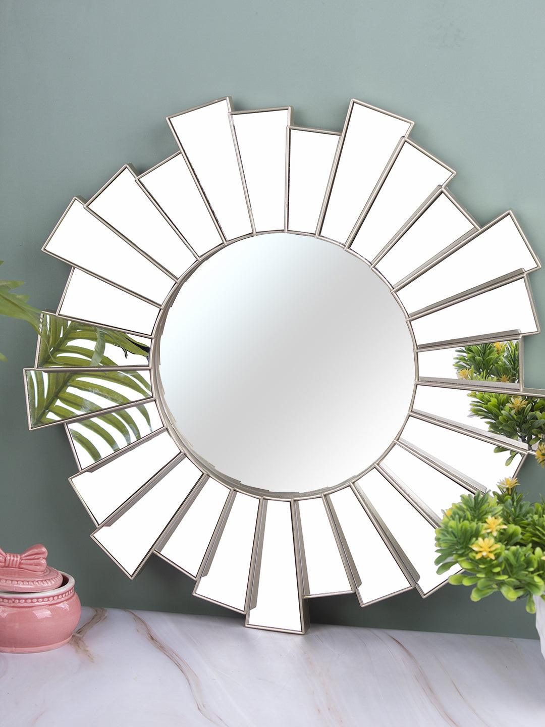 Plastic Golden Round Wall Mirror - MARKET 99