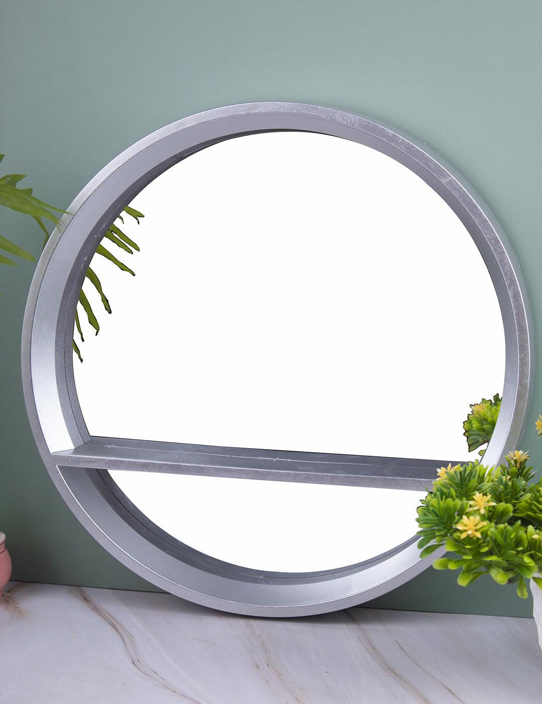 Plastic Grey Round Wall Mirror - MARKET 99