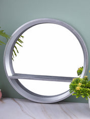 Plastic Grey Round Wall Mirror - MARKET 99