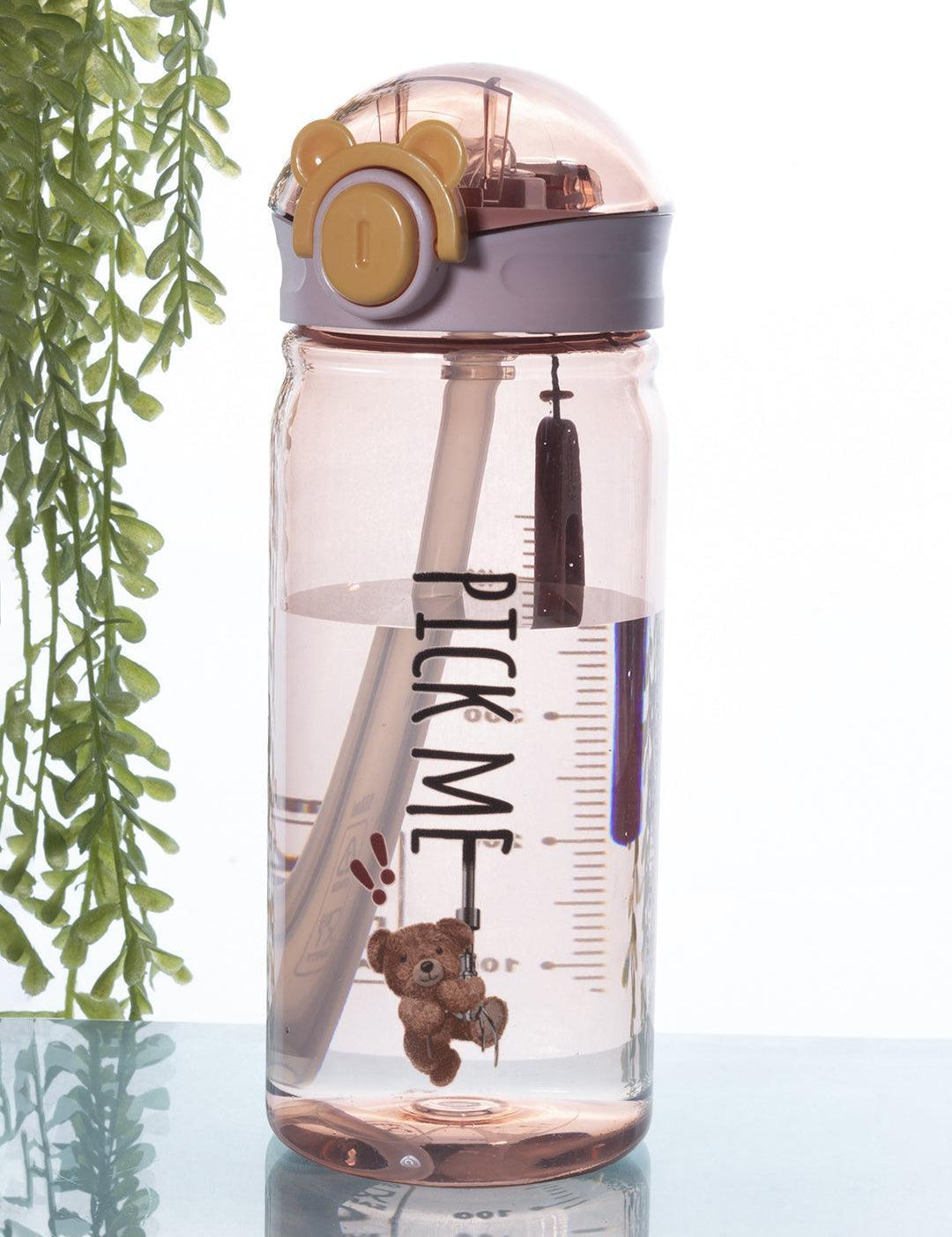 Plastic, Water Bottle 550 Ml, Bear And Quotes, Glossy : Finish, Multicolor