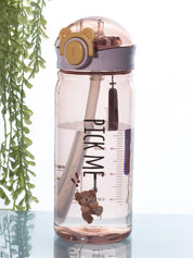 Plastic, Water Bottle 550 Ml, Bear And Quotes, Glossy : Finish, Multicolor