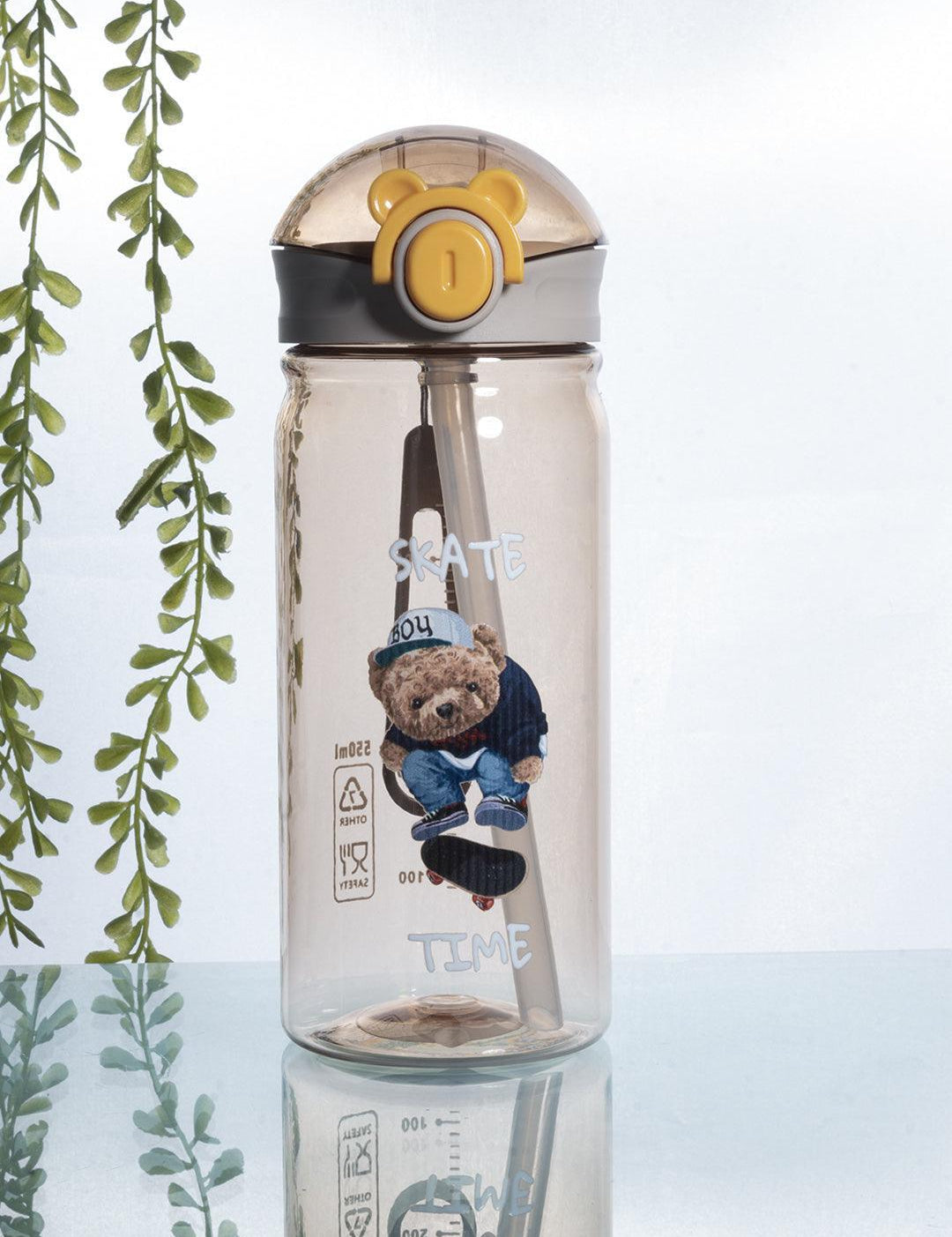 Plastic, Water Bottle 550 Ml, Bear And Quotes, Glossy : Finish, Multicolor