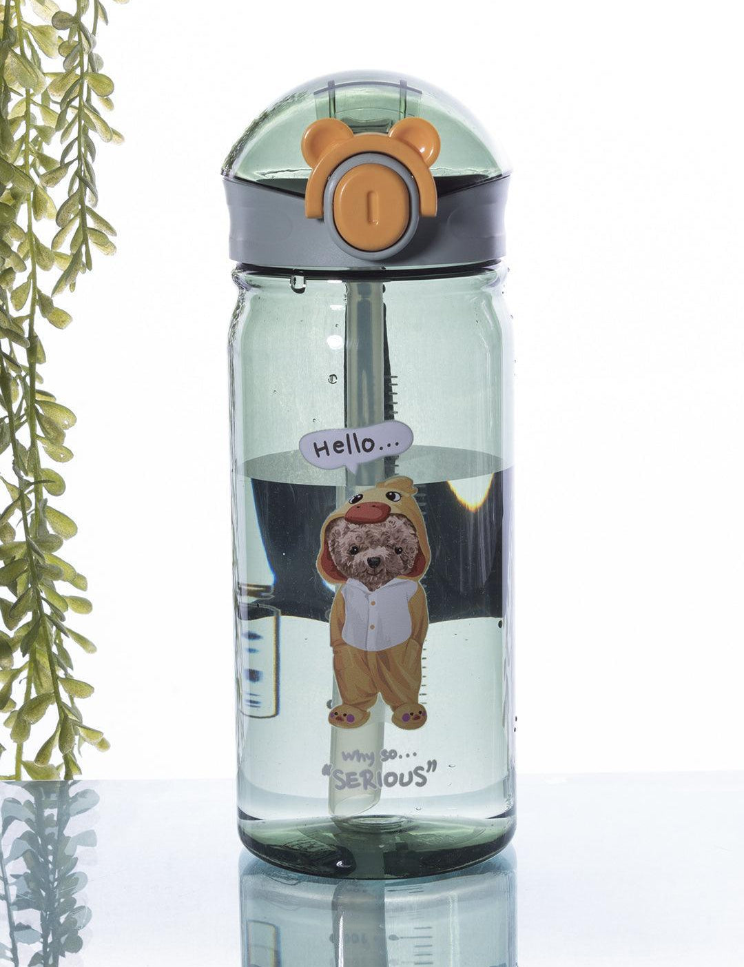 Plastic, Water Bottle 550 Ml, Bear And Quotes, Glossy : Finish, Multicolor