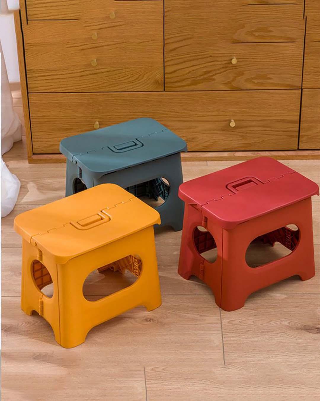 Plastic, Folding Stool, Solid, Matt : Finish, Multicolor