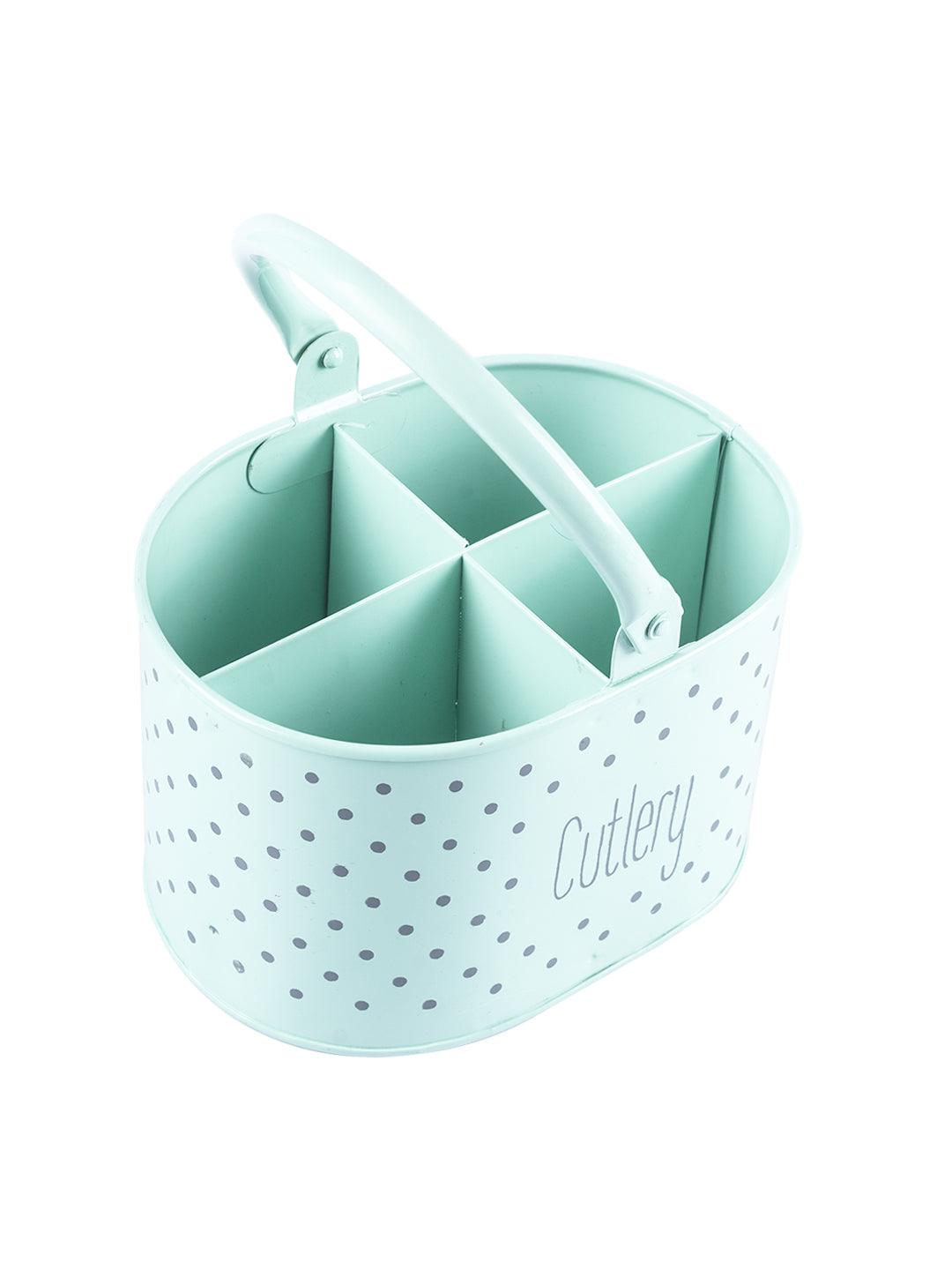 Green Cutlery Holder with Polka Dot