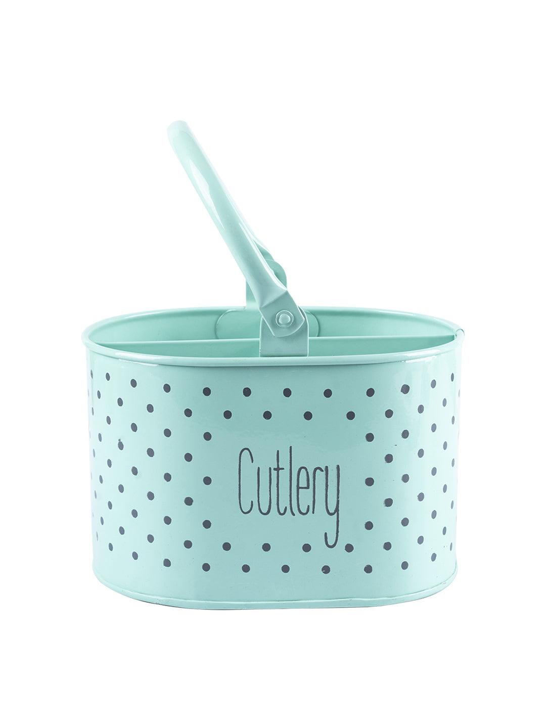 Green Cutlery Holder with Polka Dot