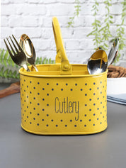 Polka Dot Cutlery Holder - Yellow - MARKET 99