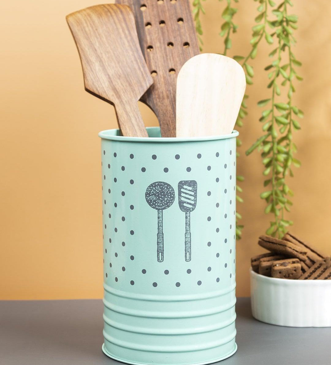 Green Ladle Holder with Polka Dot