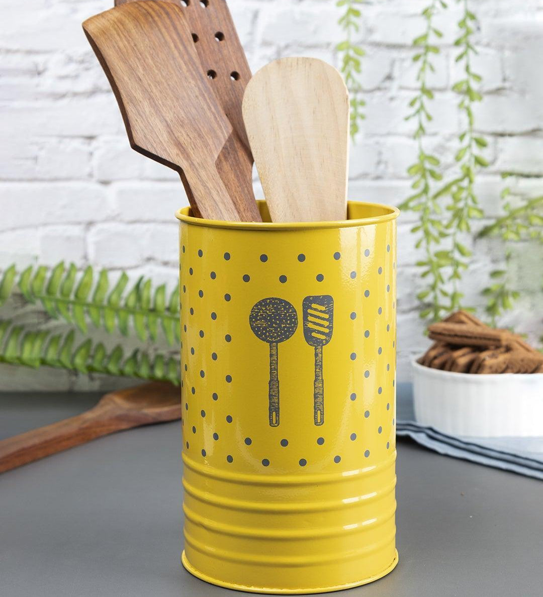 Yellow Ladle Holder with Polka Dot