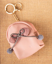 Pouch, with Pom Pom, Keychain, Coin Purse, Pink, Rexine - MARKET 99