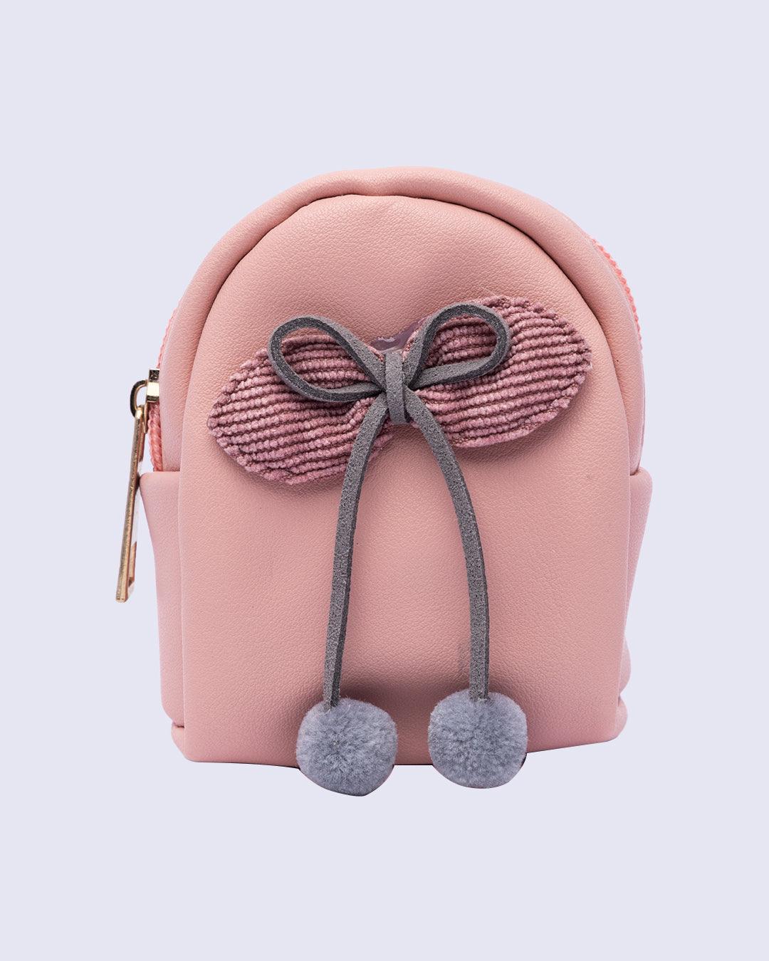 Pouch, with Pom Pom, Keychain, Coin Purse, Pink, Rexine - MARKET 99