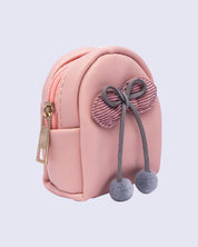 Pouch, with Pom Pom, Keychain, Coin Purse, Pink, Rexine - MARKET 99