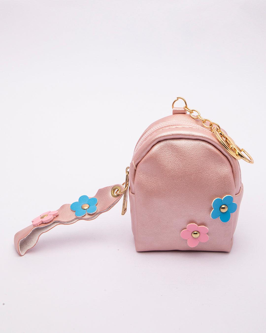 Women/Girls PU Leather Sling Bag Cum Backpack (Flower design Light Pink)