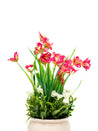 Red Artificial Flower with With Cream Pot - MARKET 99