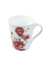 'Red Floral' Print Drinkware Glossy Ceramic Coffee Mugs ( Set Of 2, 320 mL)