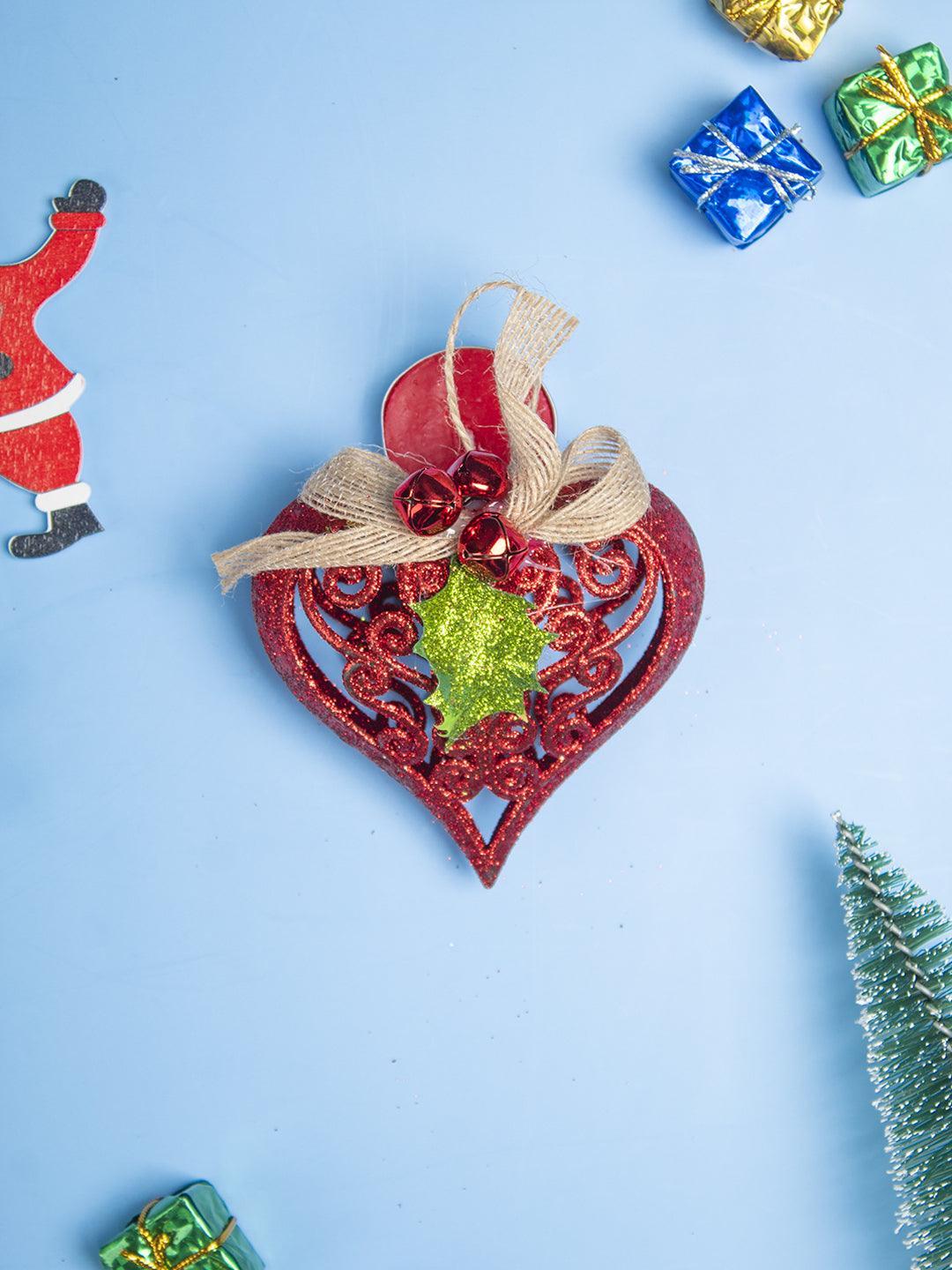 Red Heart - Christmas Hanging Ornaments- Heart Set Of 2 Pcs - MARKET 99