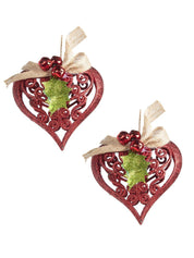 Red Heart - Christmas Hanging Ornaments- Heart Set Of 2 Pcs - MARKET 99