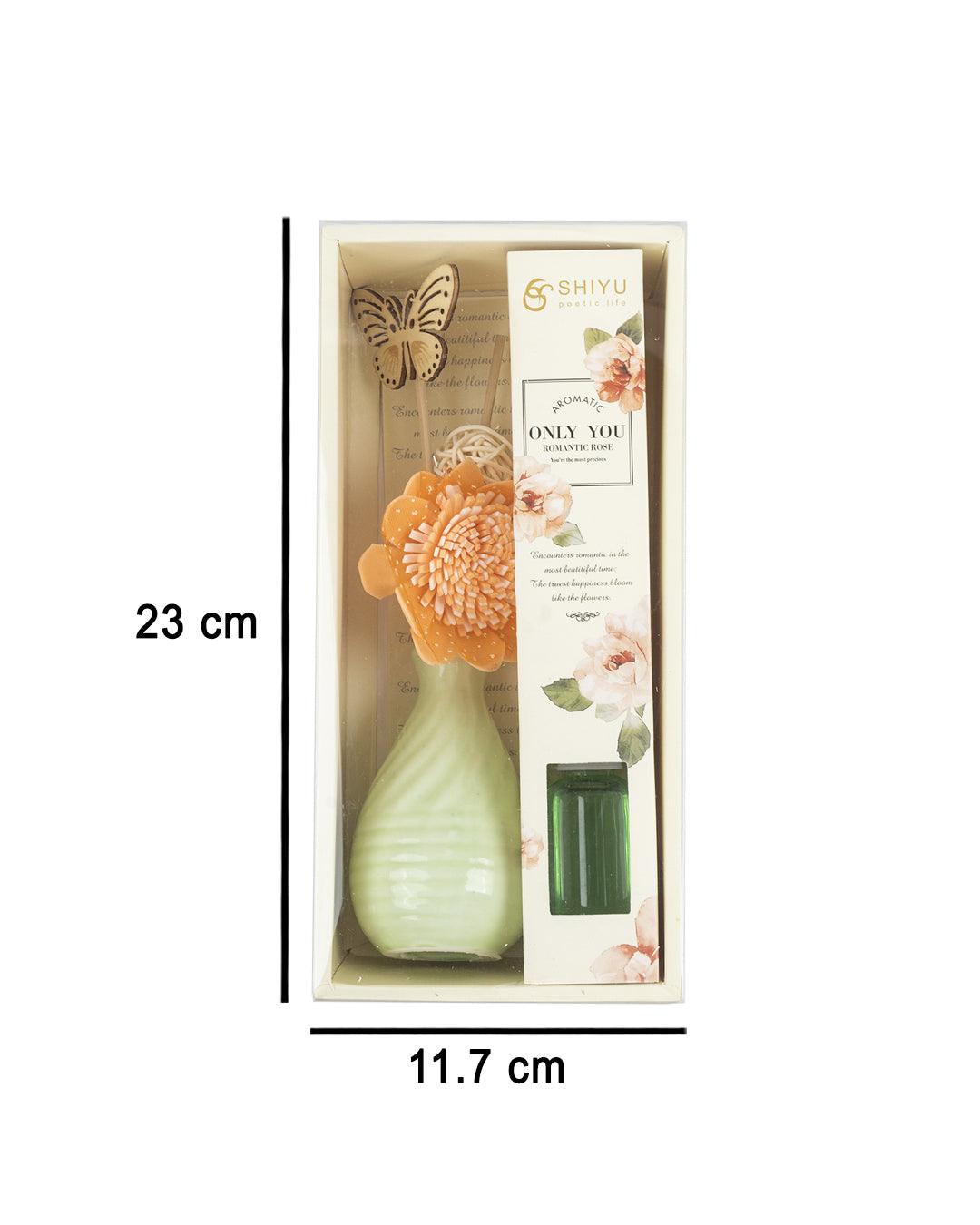 Reed Diffuser Set, Jasmine Fragrance Pot & Reed Stick, Lime Green, Ceramic, 30 mL - MARKET 99