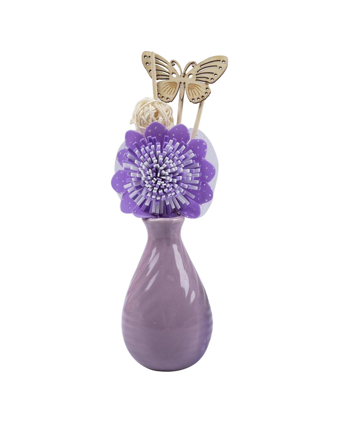Reed Diffuser Set, Lavender Fragrance Pot & Reed Stick, Purple, Ceramic, 30 mL - MARKET 99