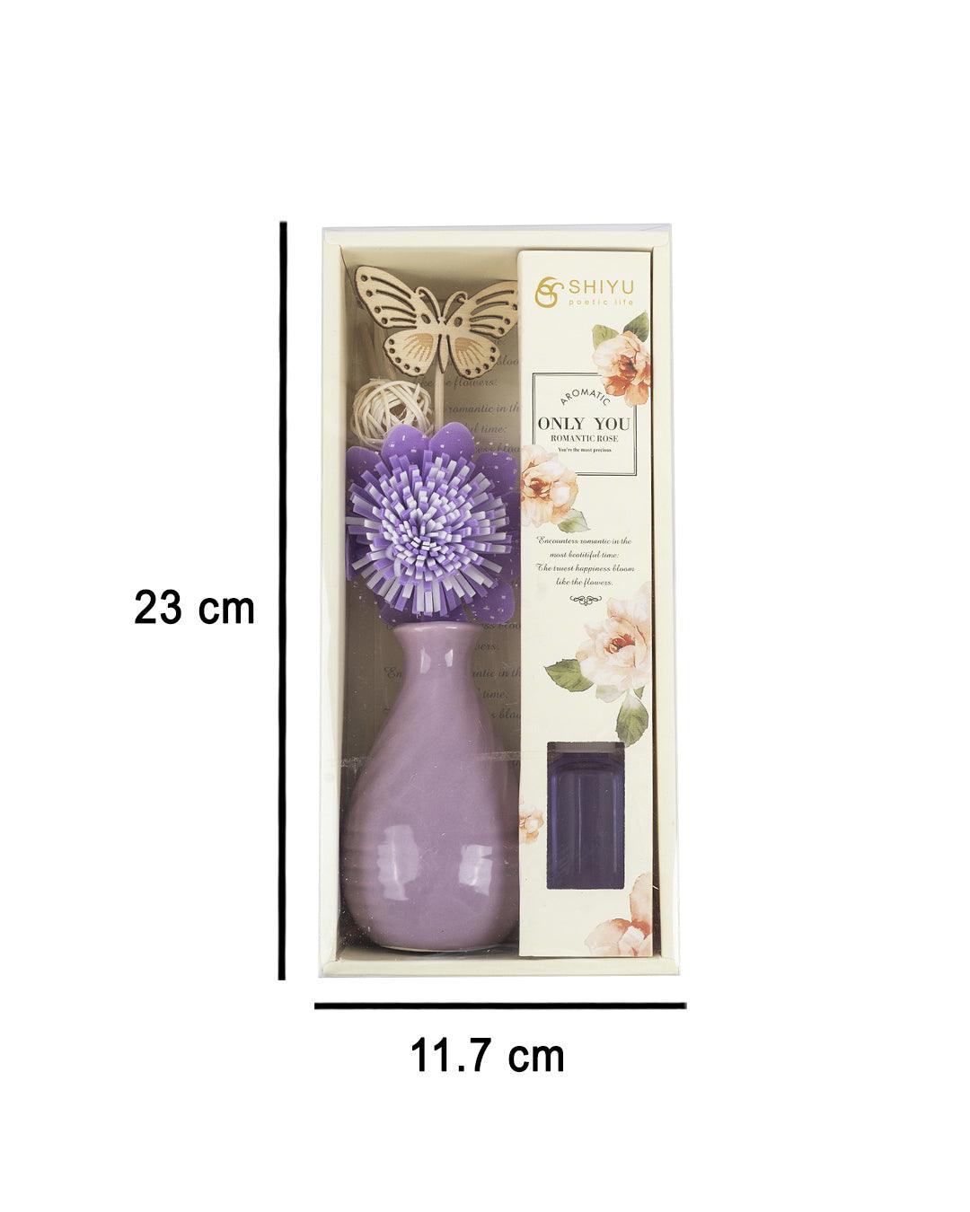 Reed Diffuser Set, Lavender Fragrance Pot & Reed Stick, Purple, Ceramic, 30 mL - MARKET 99