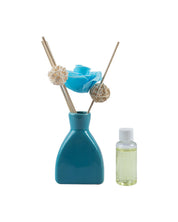 Reed Diffuser Set, Lemon Fragrance Pot & Reed Stick, Blue, Ceramic, 30 mL - MARKET 99