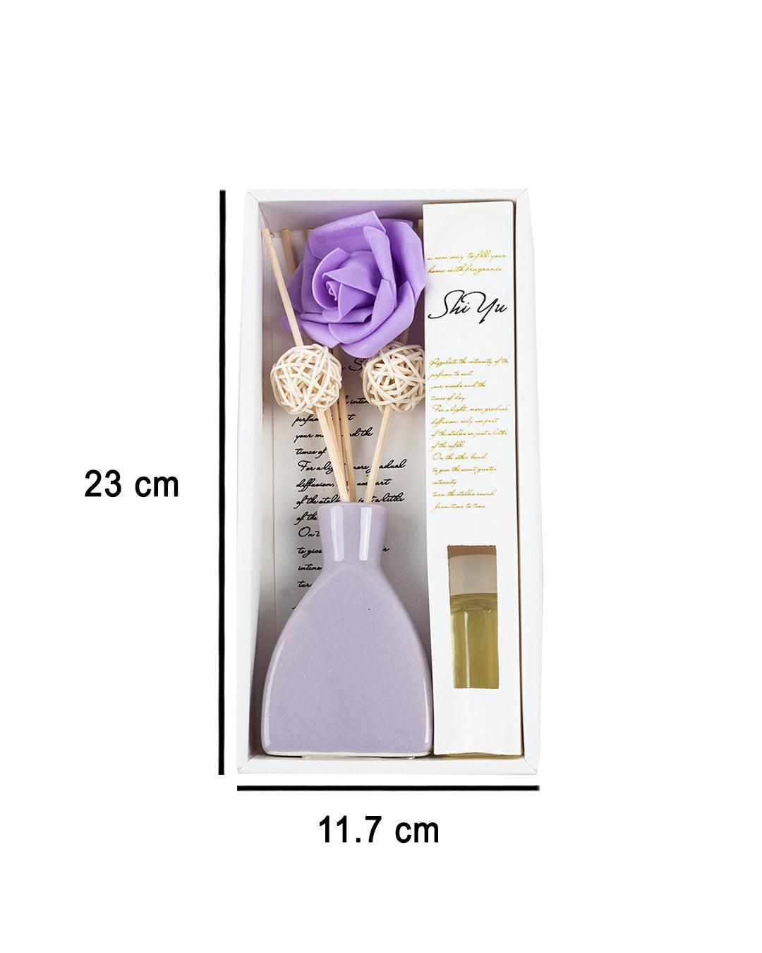 Reed Diffuser Set, Lemon Grass Fragrance Pot & Reed Stick, Purple, Ceramic, 30 mL - MARKET 99