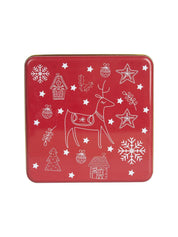 Reindeer & Snowflake Print - Christmas Tin Box Gift - Reindeer - MARKET 99