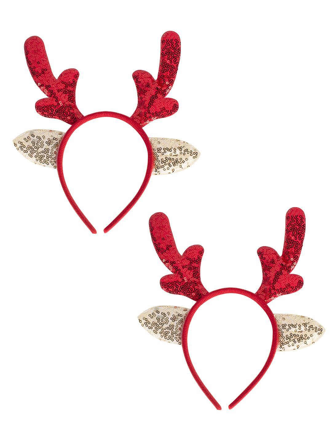 Reindeer Horn Red & Golden - Christmas Reindeer Antlers Head Band Set Of 2 Pcs - MARKET 99