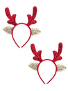 Reindeer Horn Red & Golden - Christmas Reindeer Antlers Head Band Set Of 2 Pcs - MARKET 99