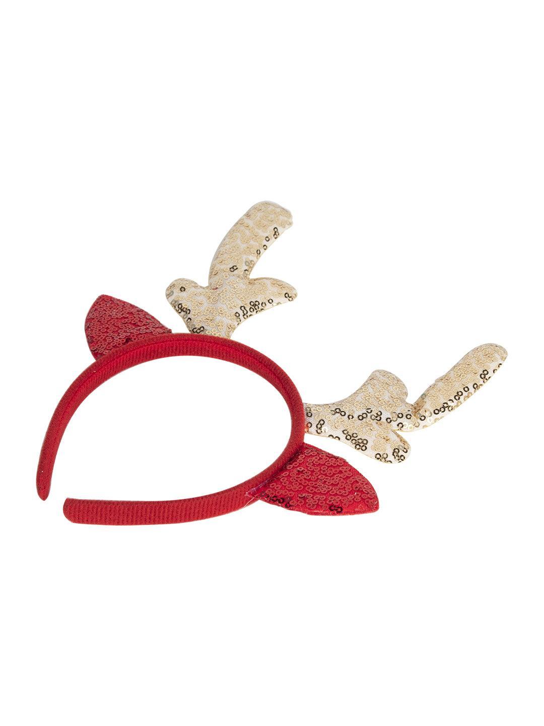 Reindeer Horn Red & Golden - Christmas Reindeer Antlers Head Band Set Of 2 Pcs - MARKET 99