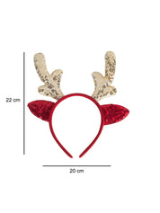 Reindeer Horn Red & Golden - Christmas Reindeer Antlers Head Band Set Of 2 Pcs - MARKET 99