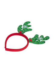 Reindeer Horn Red & Green (With Snowflakes) - Christmas Reindeer Antlers Head Band Set Of 2 Pcs - MARKET 99