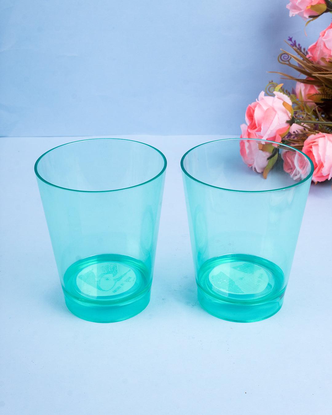 Reusable Tumbler Glasses, Green, Polystyrene, Set of 2, 400 mL - MARKET 99