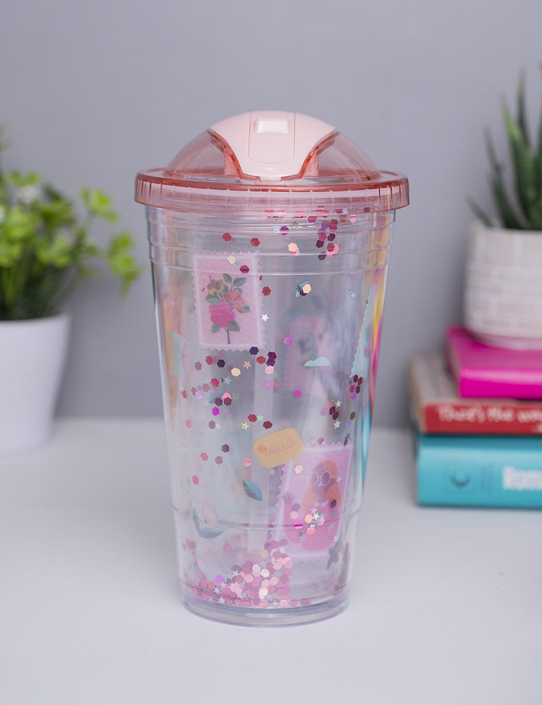 Reuseable Tumbler Sipper Cup - Pink, 450mL - MARKET 99