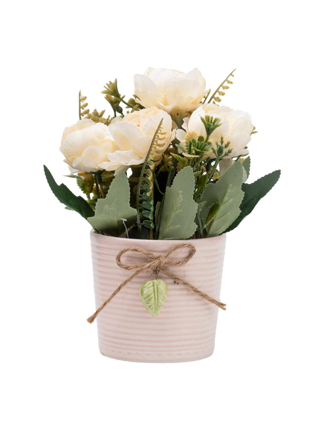 Rose Fake Flowers With Light Pink Pot - MARKET 99