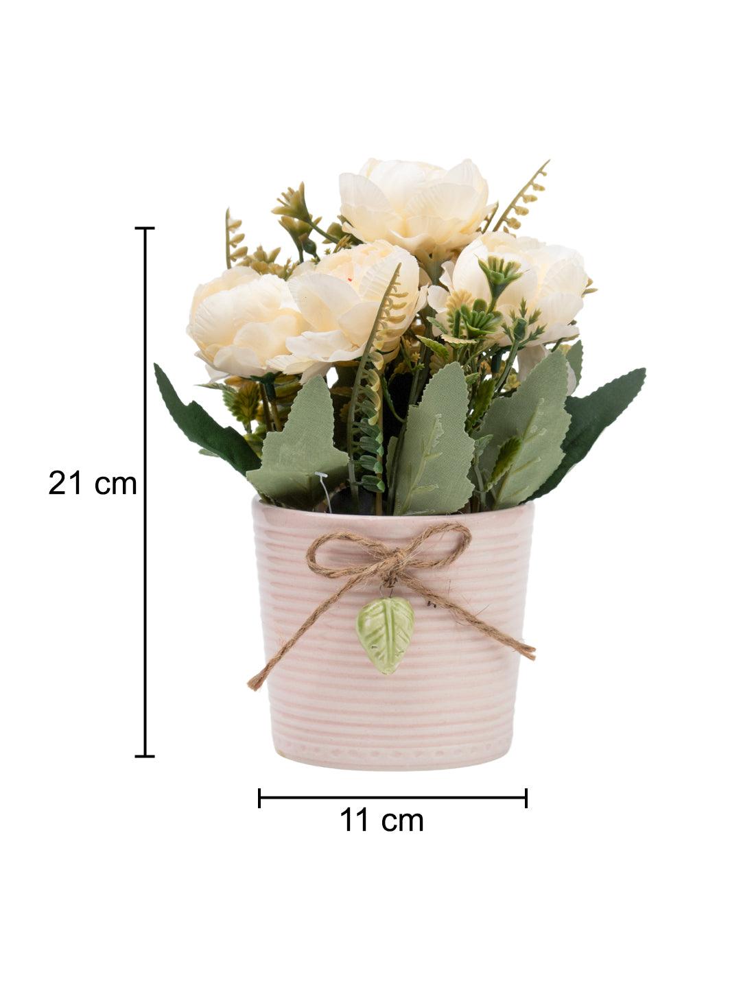 Rose Fake Flowers With Light Pink Pot - MARKET 99