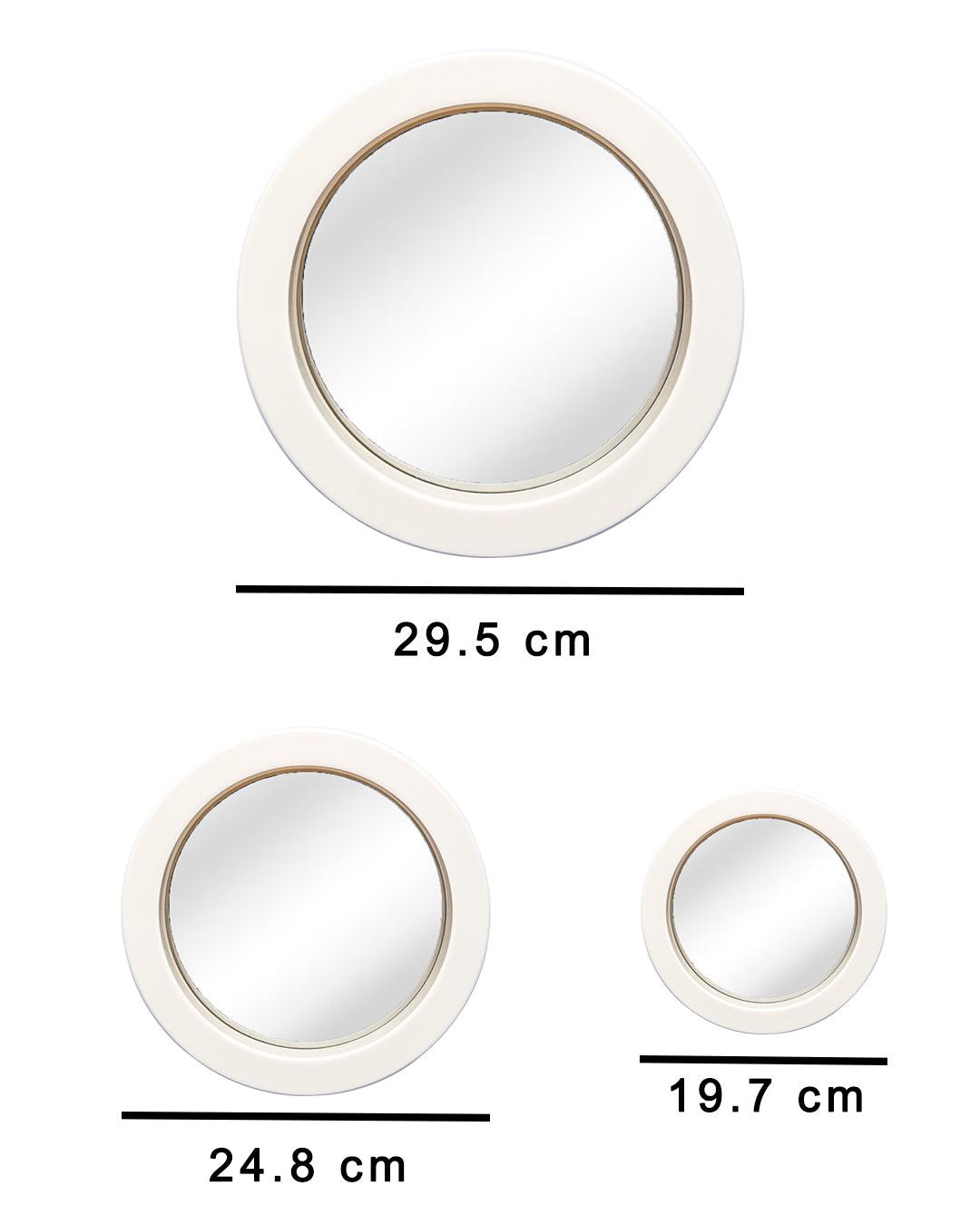 Round Mirror, White, Plastic, Set of 3 - MARKET 99