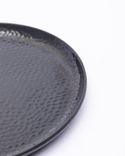 Round Quarter Plates, Half Plates, Dinner Set, Hammered Melamine, Black, Pack of 6 - MARKET 99