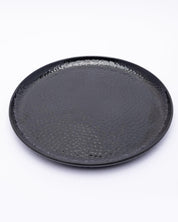 Round Quarter Plates, Half Plates, Dinner Set, Hammered Melamine, Black, Pack of 6 - MARKET 99