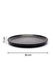 Round Quarter Plates, Half Plates, Dinner Set, Hammered Melamine, Black, Pack of 6 - MARKET 99