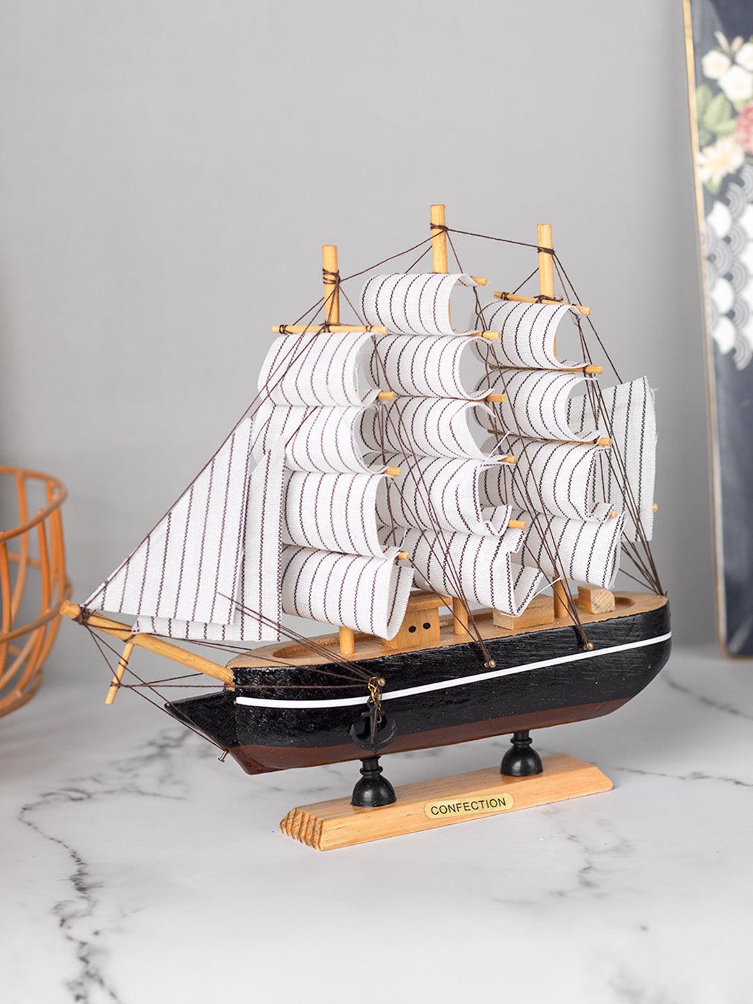Sailing Boat Decorative Showpiece - Black - MARKET 99