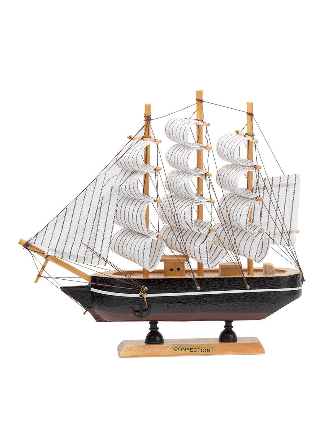 Sailing Boat Decorative Showpiece - Black - MARKET 99