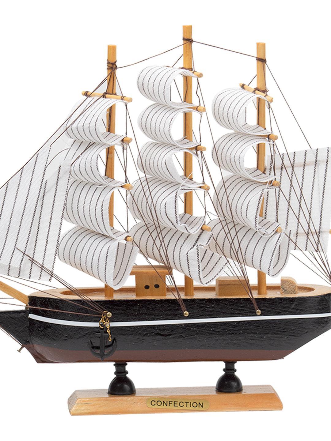 Sailing Boat Decorative Showpiece - Black - MARKET 99