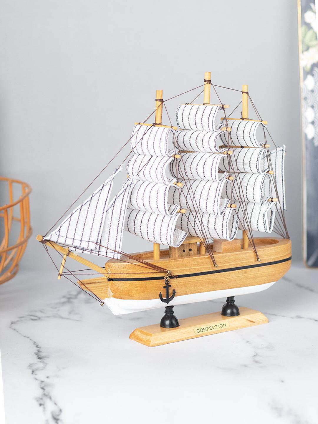 Sailing Boat Decorative Showpiece - Brown - MARKET 99