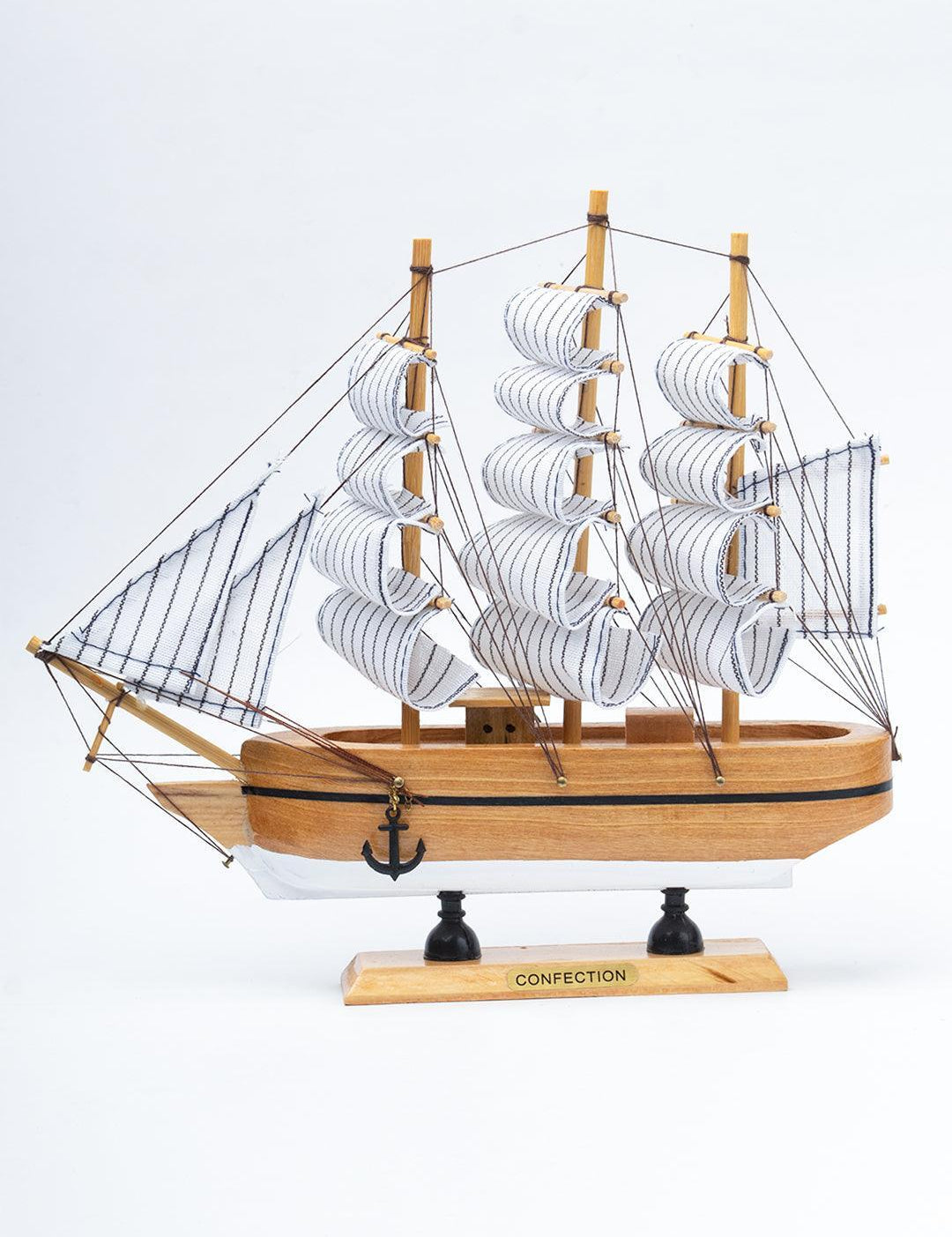 Sailing Boat Decorative Showpiece - Brown - MARKET 99